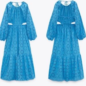 Zara Embroidered cut out dress